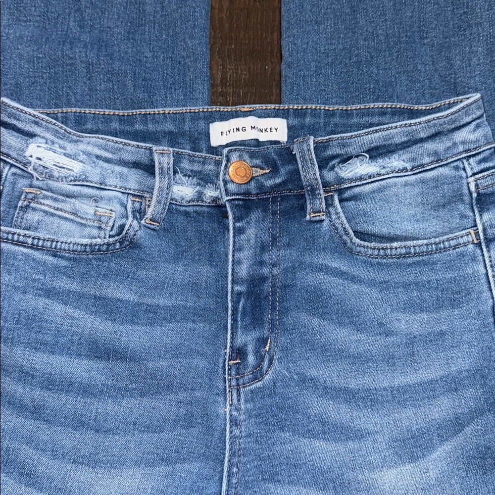 Flying Monkey Light Blue Distressed Hem Jeans - Picture 6 of 6